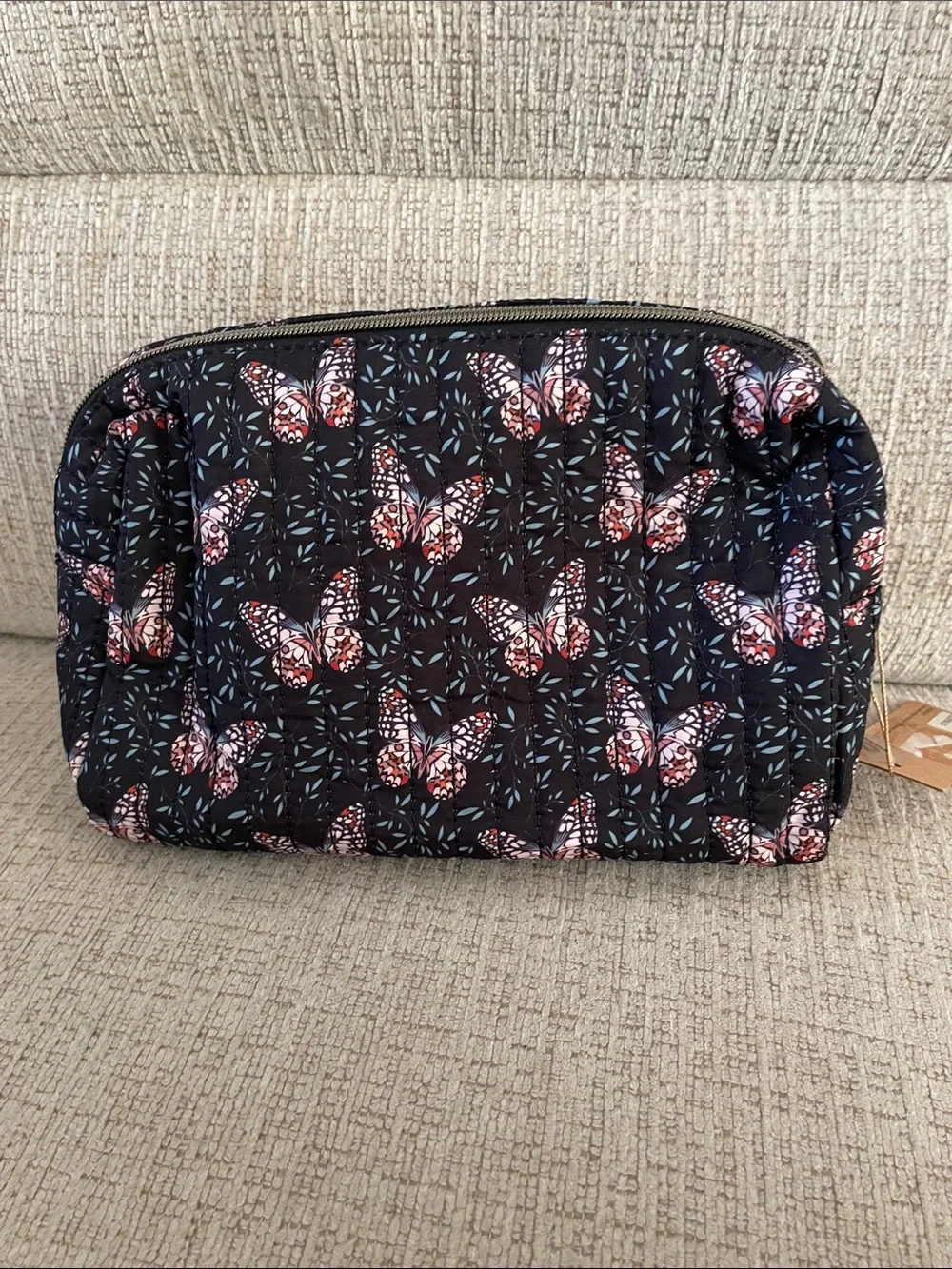 Quilted Butterfly Cosmetic Bag